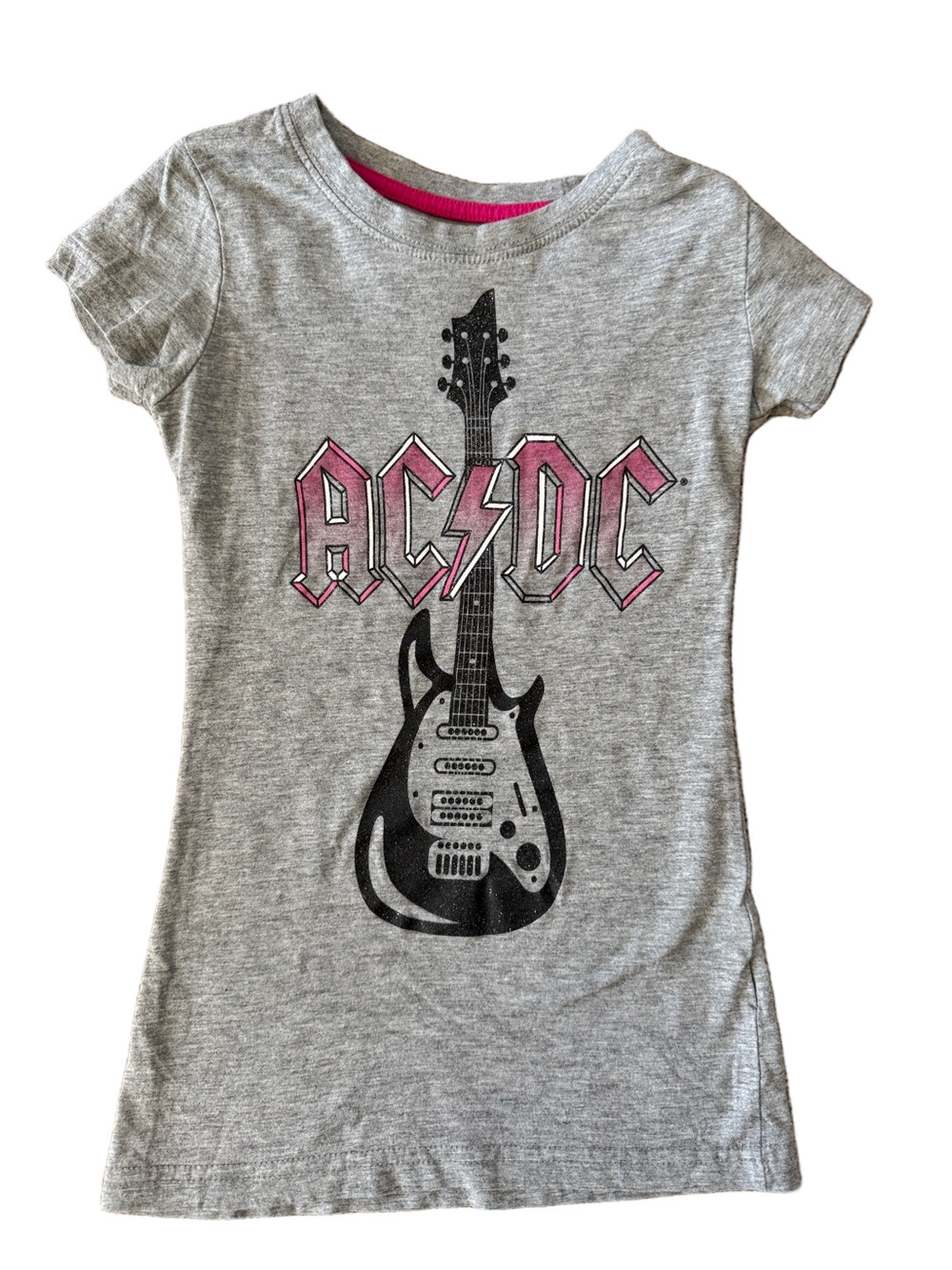 AC/DC Gray and Pink Short Sleeve Tee